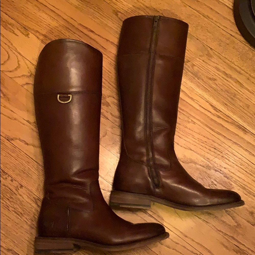Frye Melissa D Ring Cognac Brown Boots